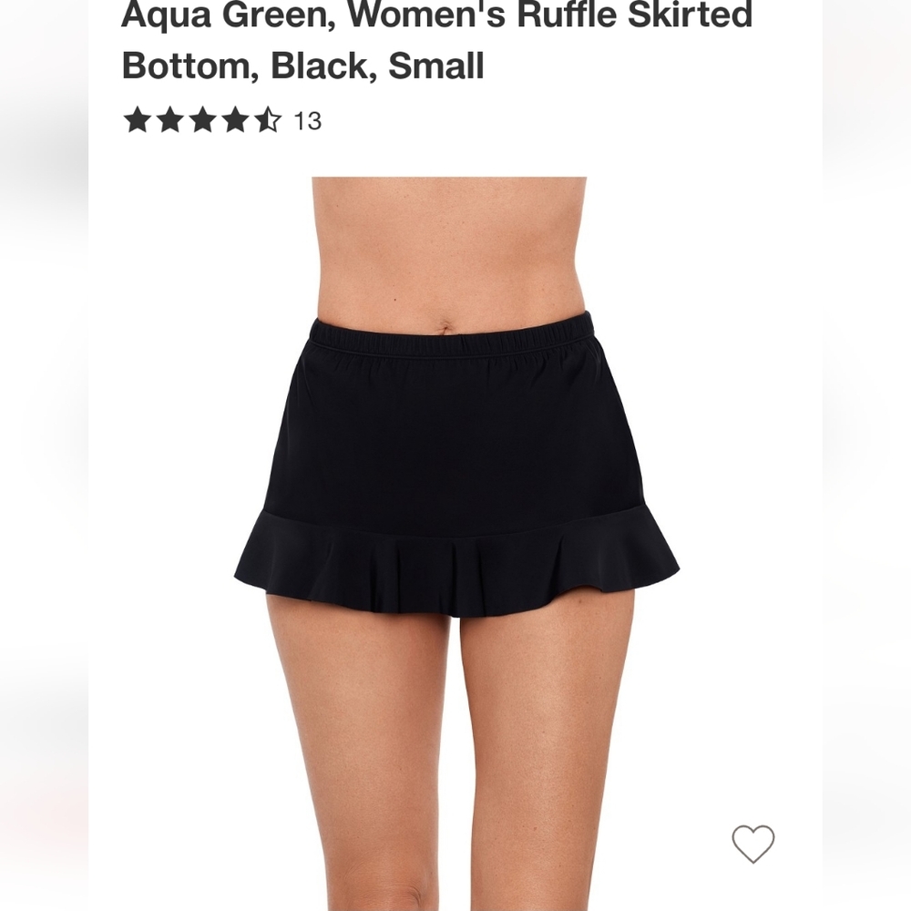 Aqua Green Black Ruffle-Hem Mermaid-Fit Modest Swimsuit Bottoms Swim Skort Skirt - Picture 3 of 15